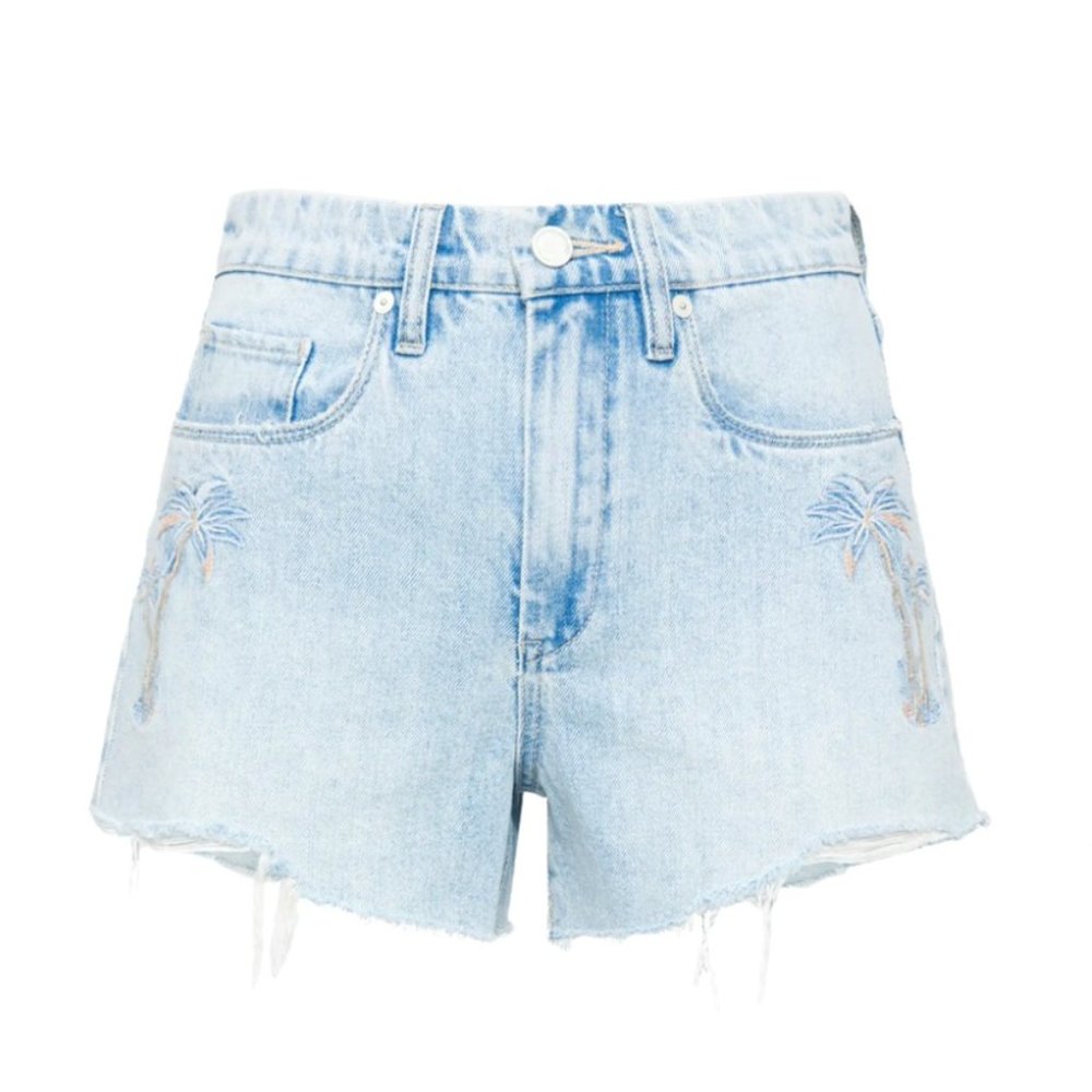 Blank NYC Palm Tree Embroidered High Waist Denim Shorts Size 26